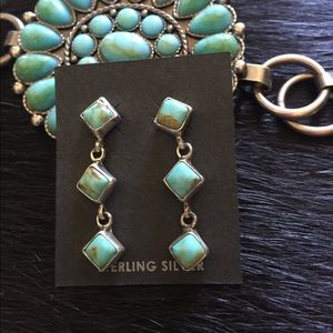 Turquoise Sterling Silver Diamond Earrings